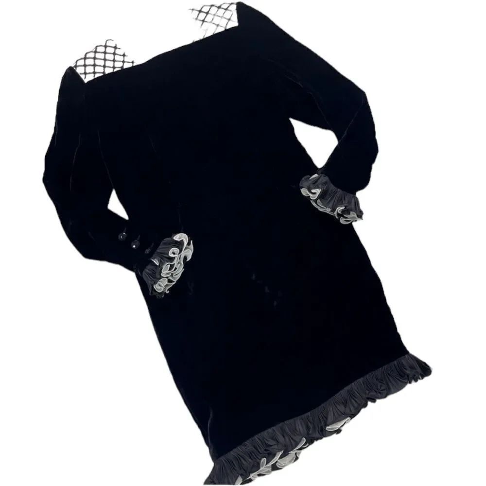 Vintage Valentino Velvet Ruffle Beaded Dress